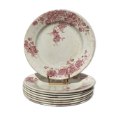 8 assiettes plates terre de fer modèle Anémone de Bertrand Bordeaux