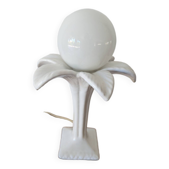 Vintage 80s white ceramic palm lamp