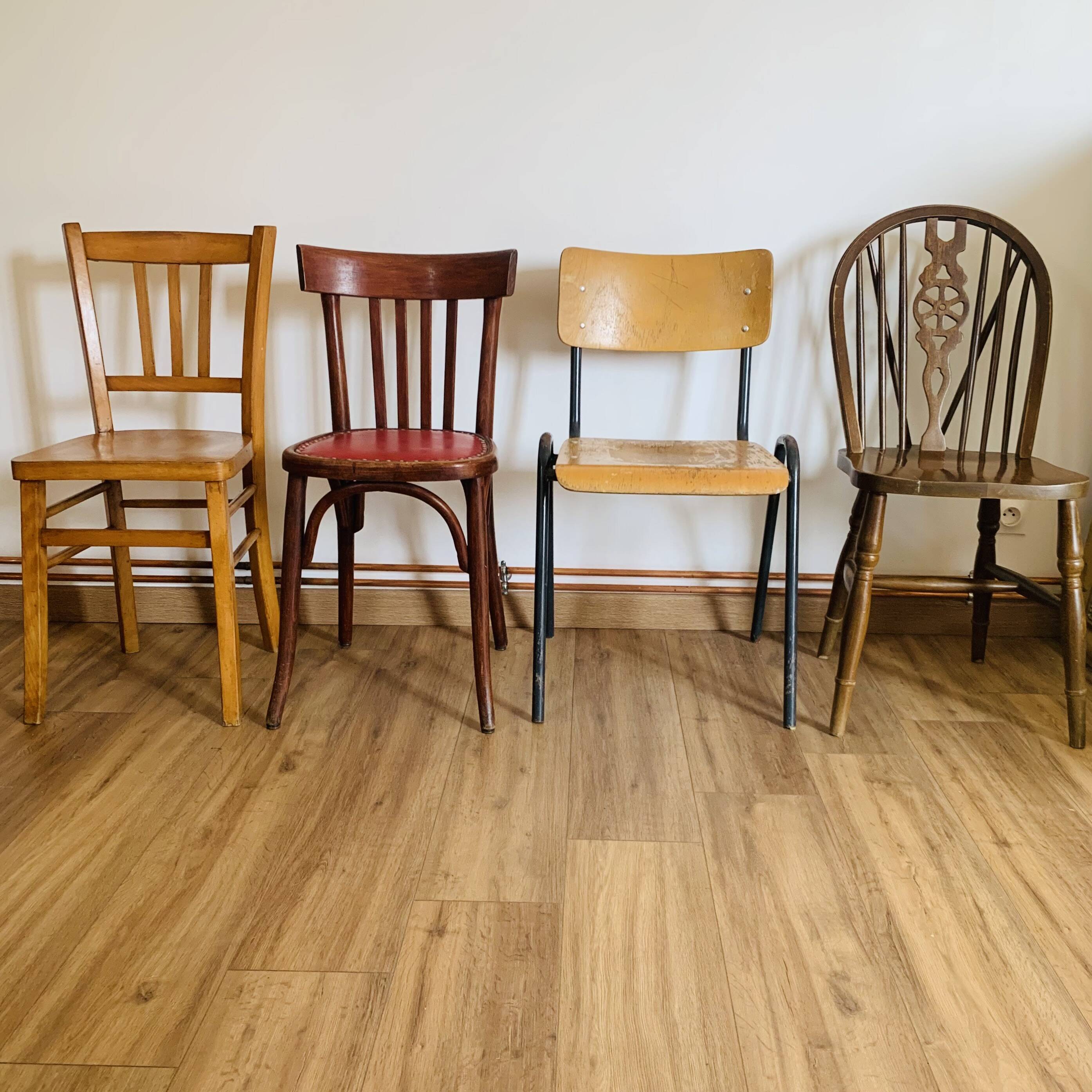 Set of 4 mismatched chairs