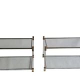 Set de 2 tables d'appoint en verre acrylique et laiton par Charles Hollis Jones, 1970s