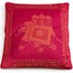 Set of 4 embroidered cushions with golden pink fuchsia elephant – 42x42 cm – front and back