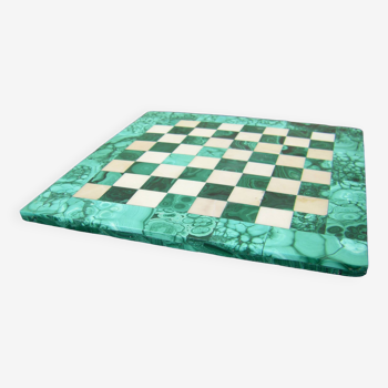 Plateau de jeu d'echecs en malachite et pierre