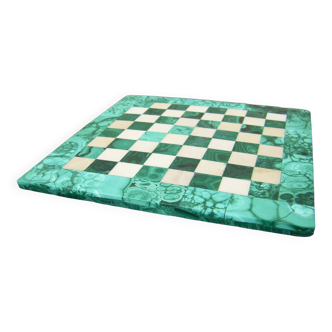 Plateau de jeu d'echecs en malachite et pierre