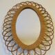 Miroir oval en rotin vintage 60s 70s rosace