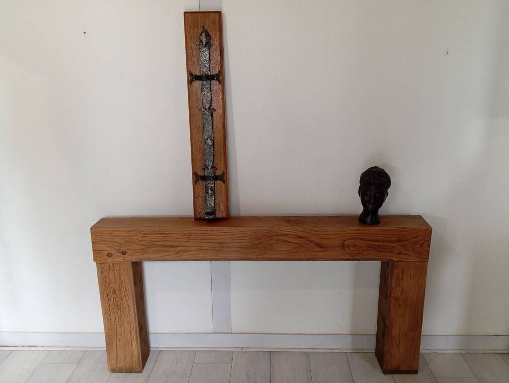 Minimalist solid oak console