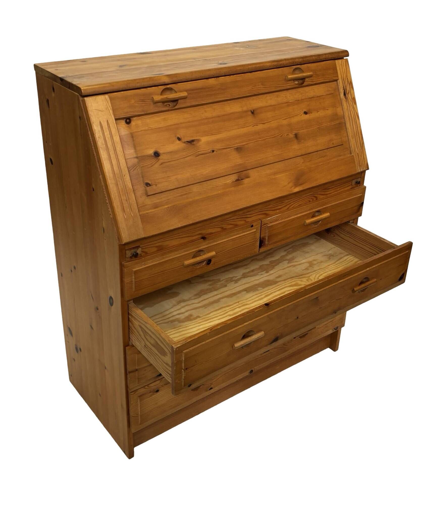 Vintage pine secretaire workstation desk, 1980s design