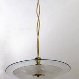 Attributed to Luigi Brusotti Mid-century Italian Glass and Brass Chandelier