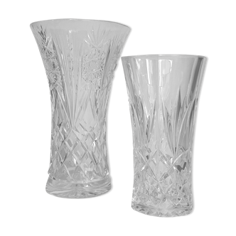 Duo of vintage French crystal vases
