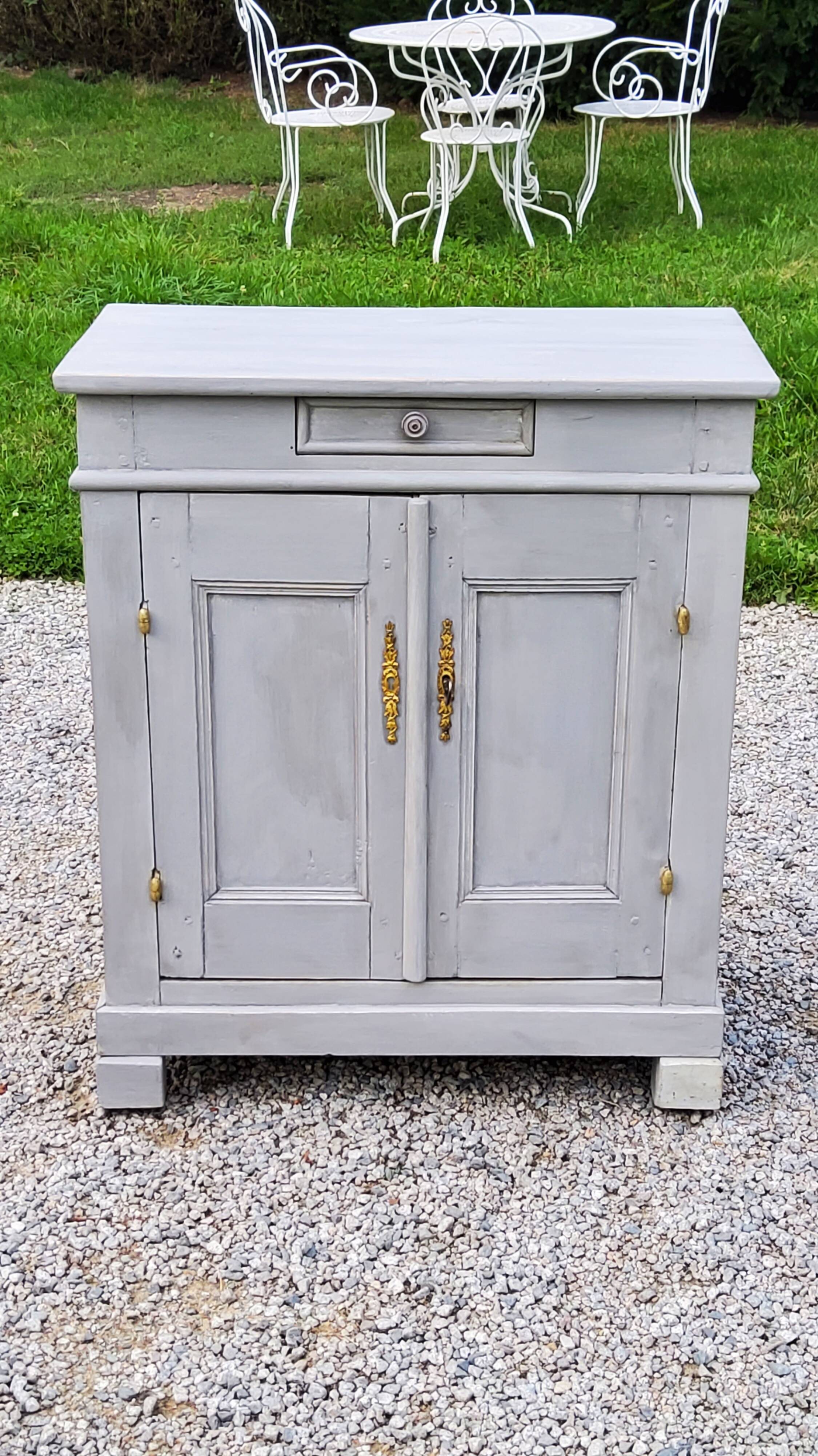 Buffet parisien début XXième siècle en bois massif patine grise