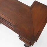 Richly decorated antique fireplace in oak, Belgium ca. 1920