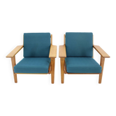 Hans J. Wegner des années 1960 Paire de fauteuils GE 290 en chêne pour Getama, Danemark