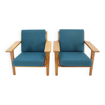 Hans J. Wegner des années 1960 Paire de fauteuils GE 290 en chêne pour Getama, Danemark