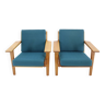 1960s Hans J. Wegner Pair of GE 290 Armchairs in Oak for Getama, Denmark