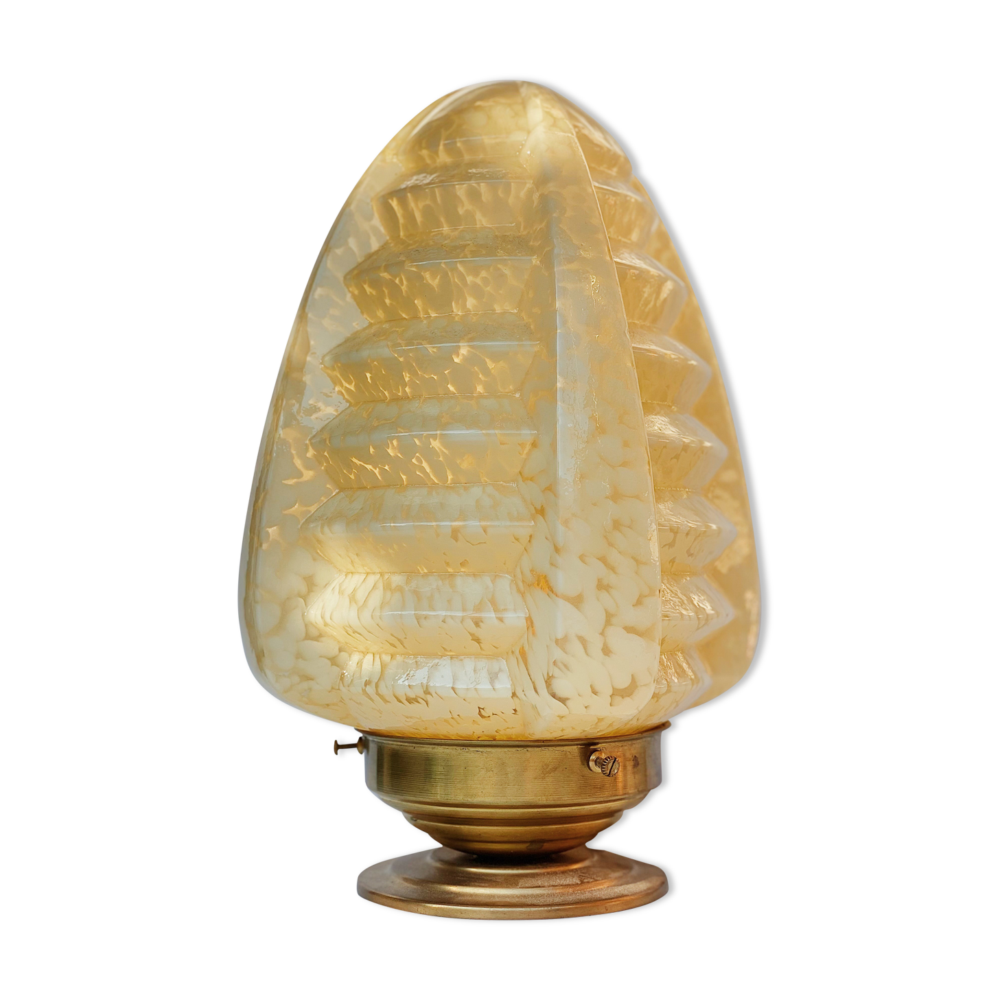 Table lamp Art Deco Skyscraper glass Clichy yellow