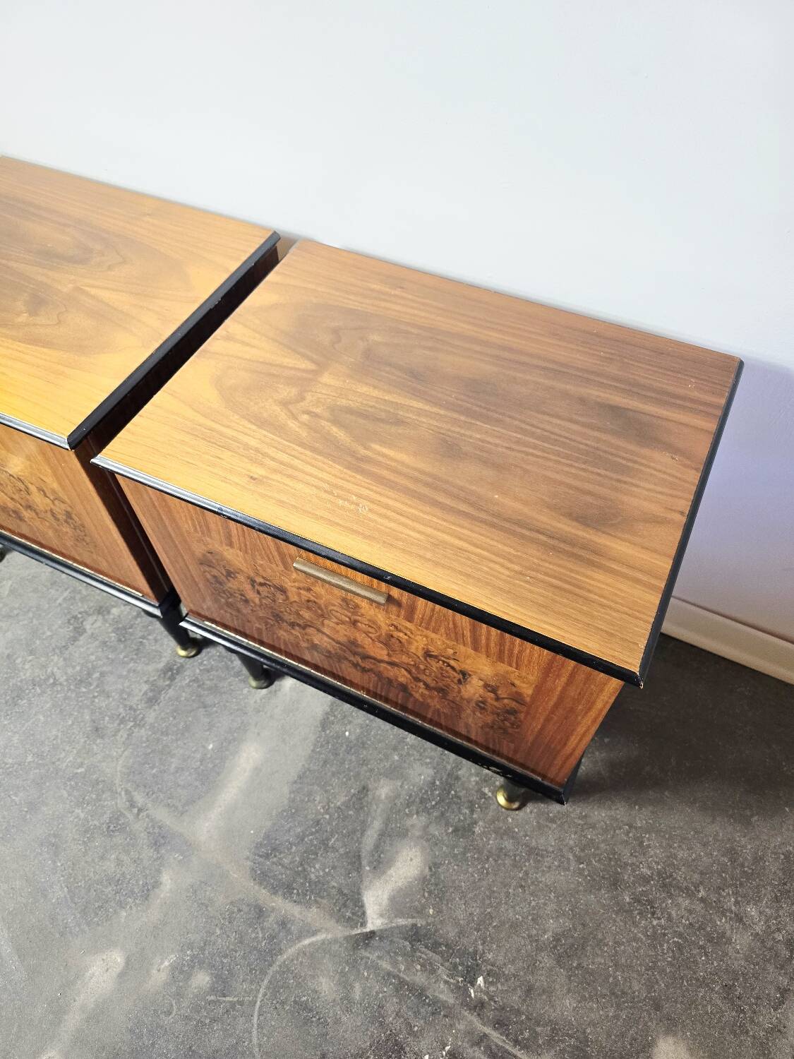 60s Burl Wood Nightstand 1 of 2