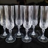 6 Champagne flutes, Arques crystal, Longchamp model