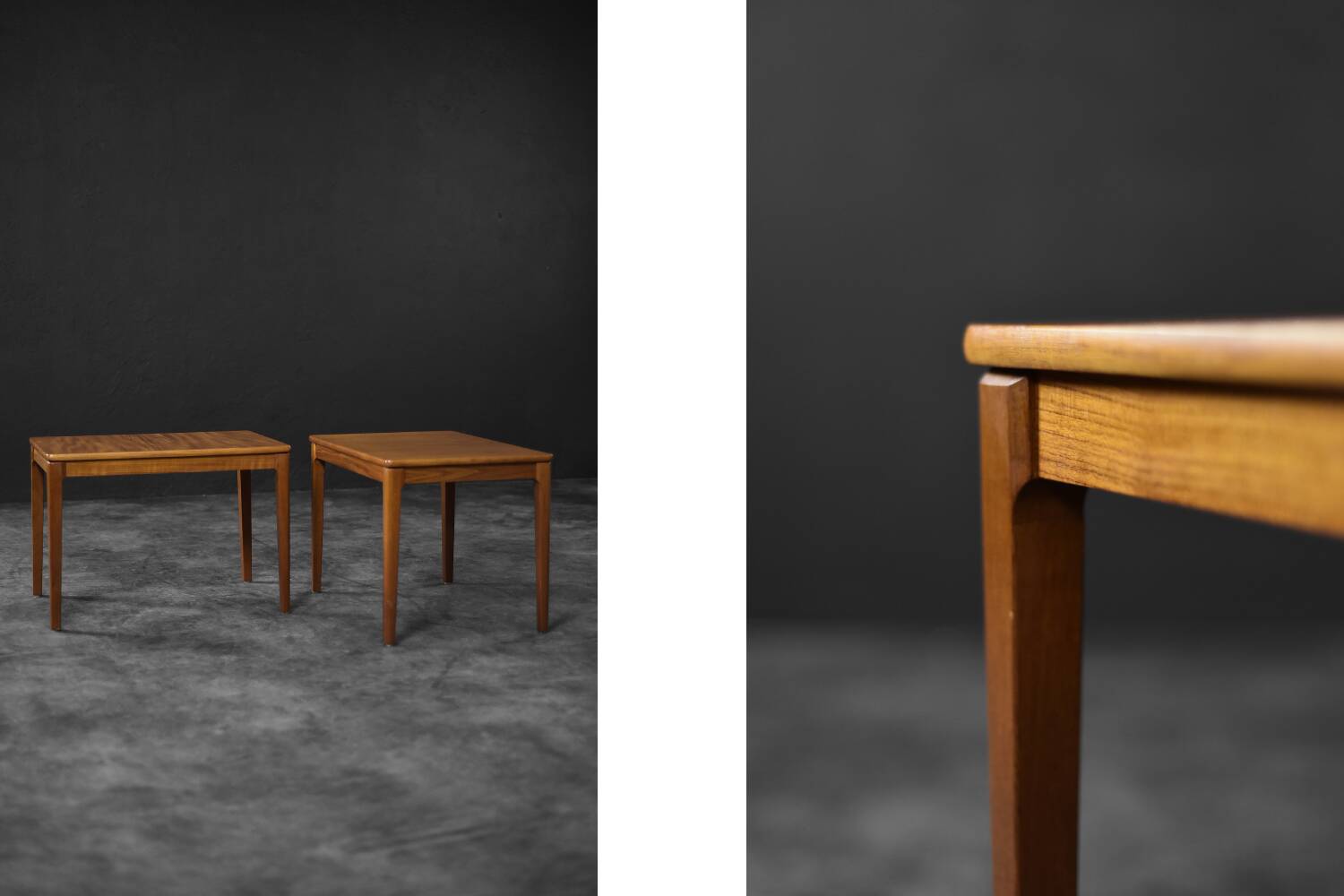 Vintage Mid-Century Scandinavian Modern Brown Teak Side Tables