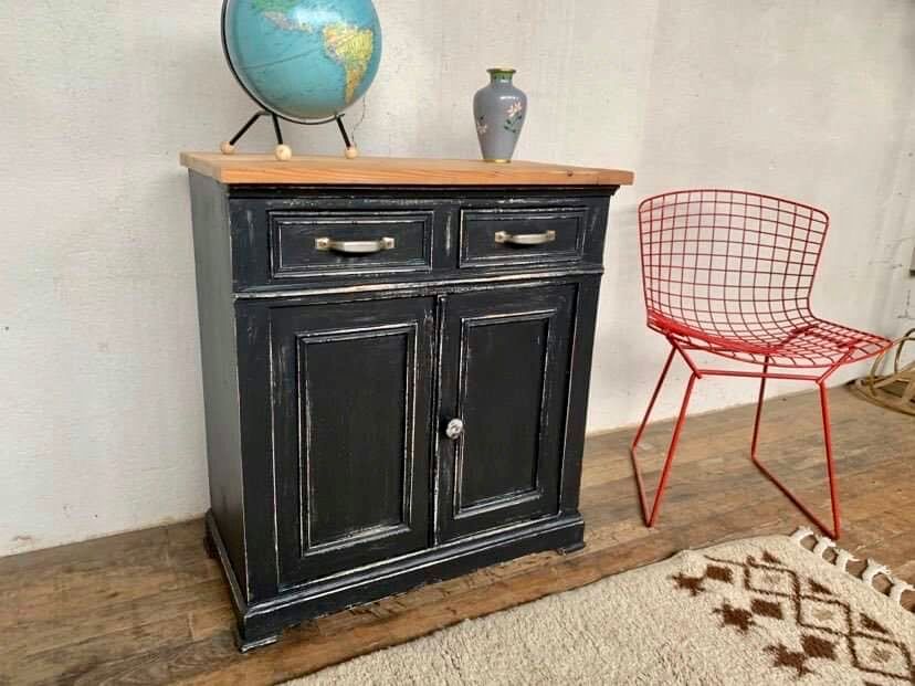 Craft furniture look industrial 2 doors 2 drawers raw tray early 2Xth