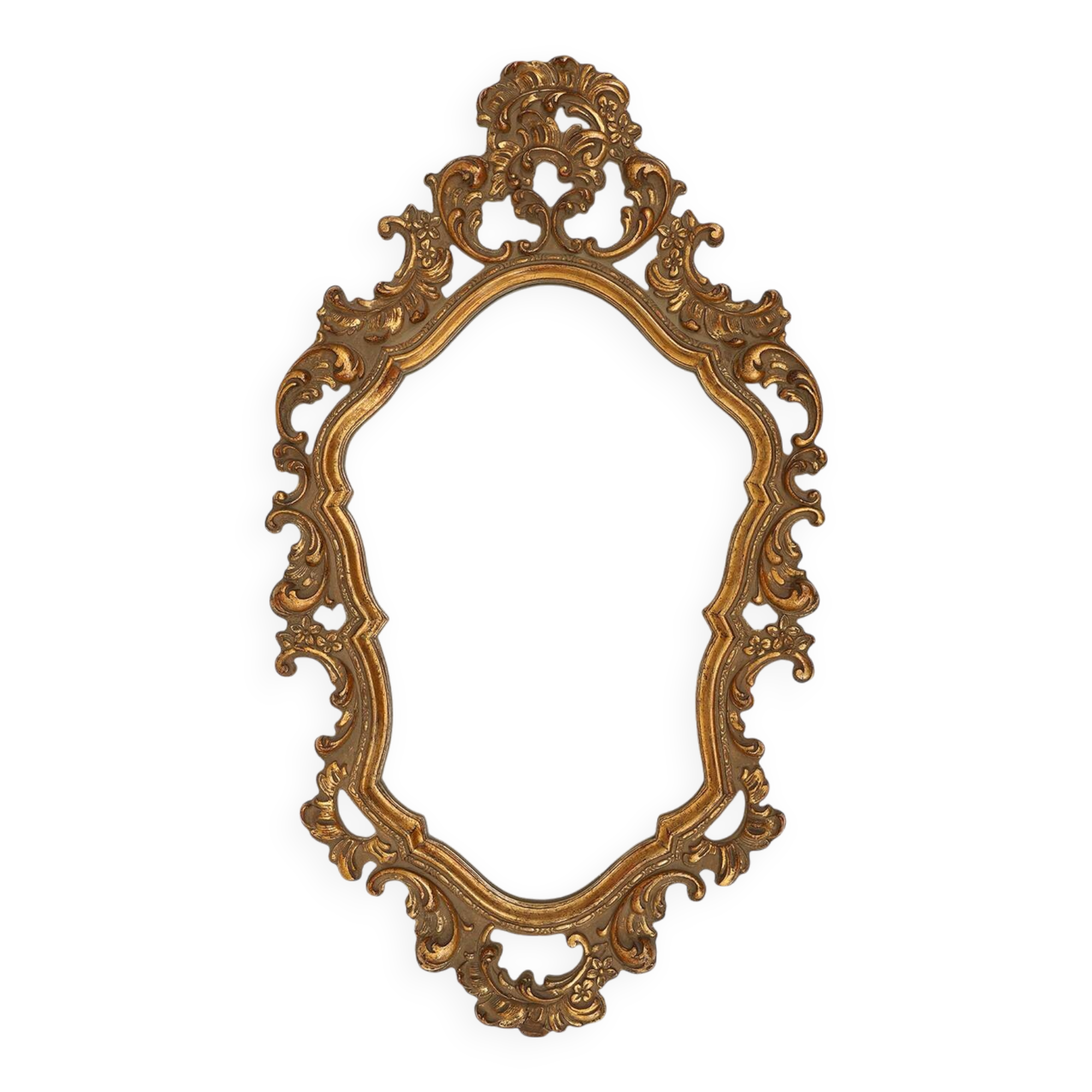 Belgian Baroque Gold Framed Oval Mirror, 1950s