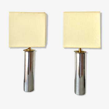 Deux lampes Ercuis câbles tissu abat-jours tissu