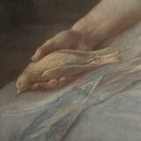 Portrait de jeune fille pastel sur toile milieu XIXe par Claude Gros