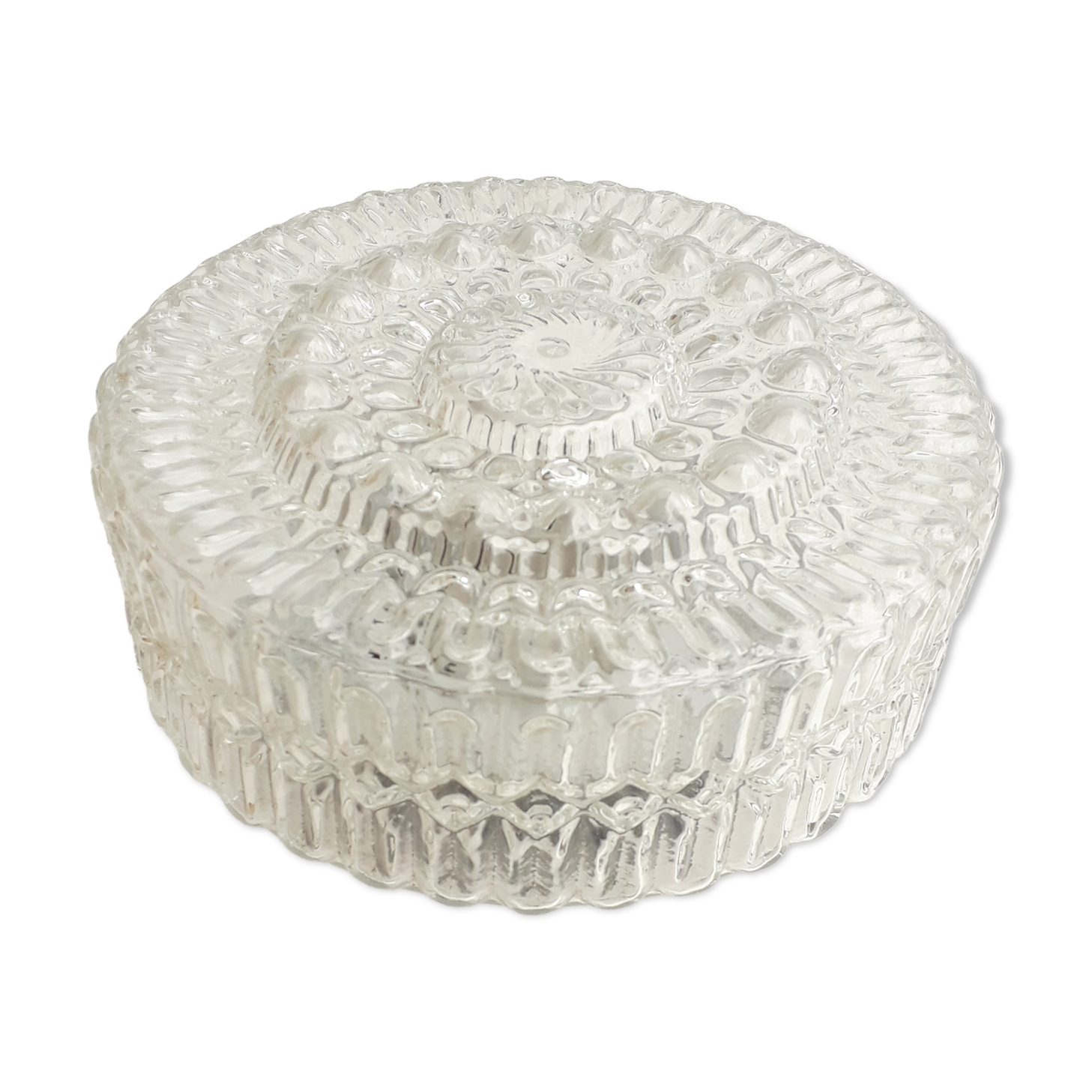 Vintage ceiling lamp / wall lamp - Molded glass - Round shape - 1970
