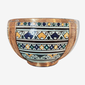 Cache pot in faïence by gien with polychrome decorations, late 19th / early 20th  century | Selency