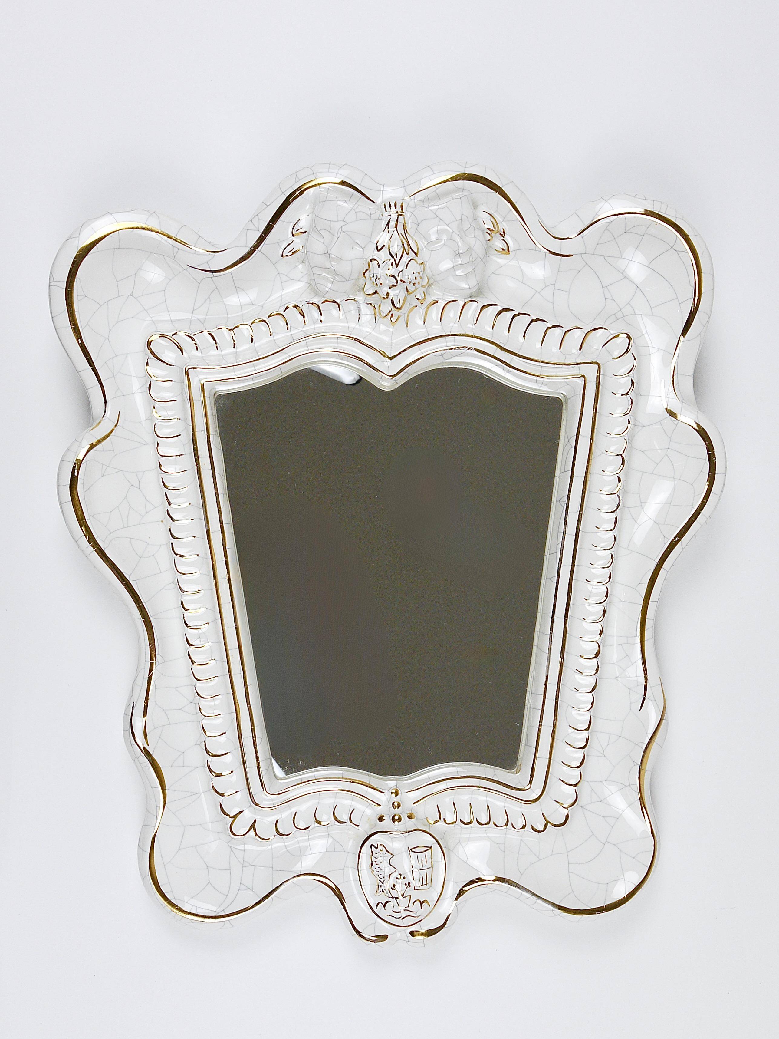 Art Deco Wall Mirror Theatre in Terracotta by Gmundner Keramik, Austria, 1930s