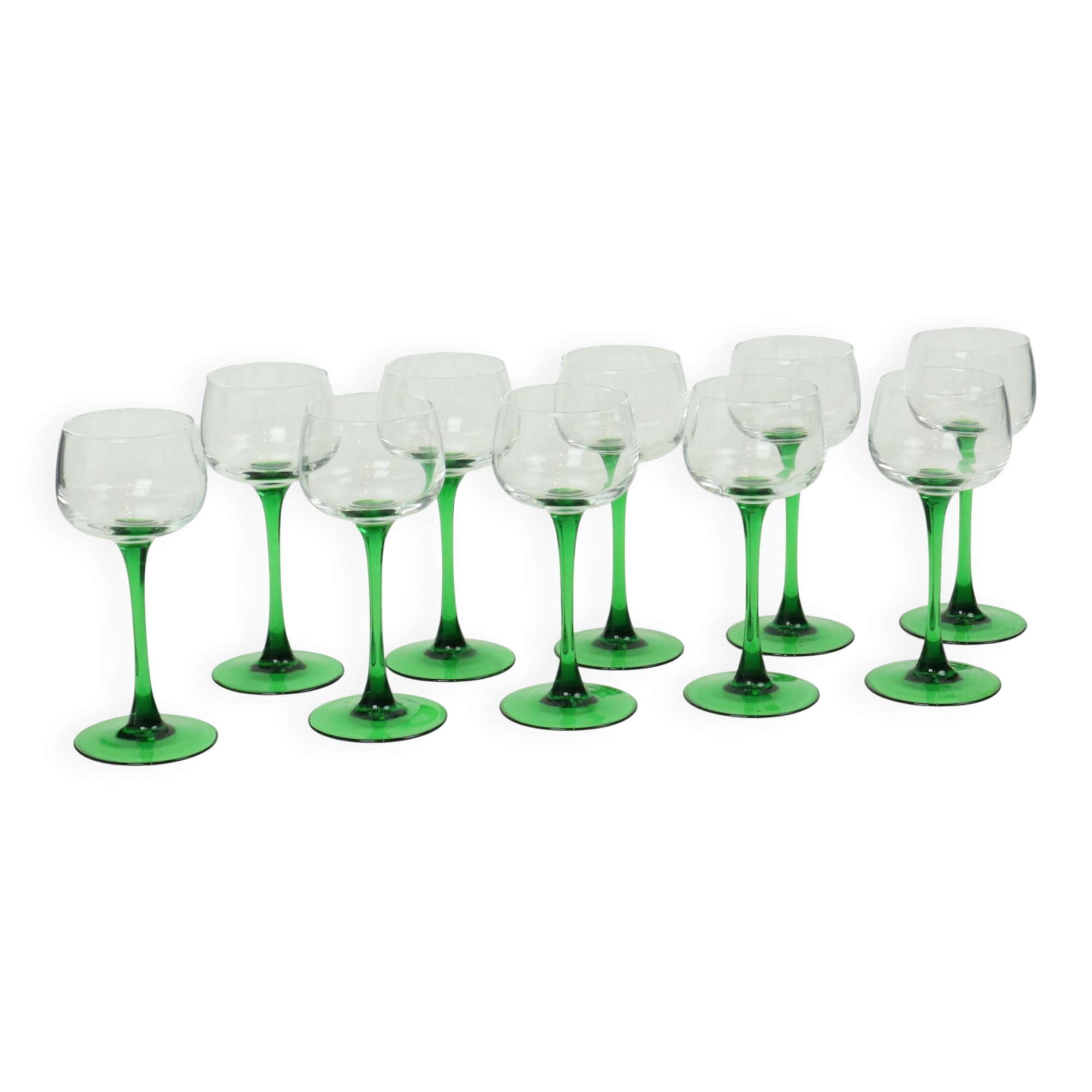 Lot de 10 verres à vin d'Alsace Vintage Luminarc Base Verte