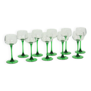 Lot de 10 verres à vin d'Alsace Vintage Luminarc Base Verte