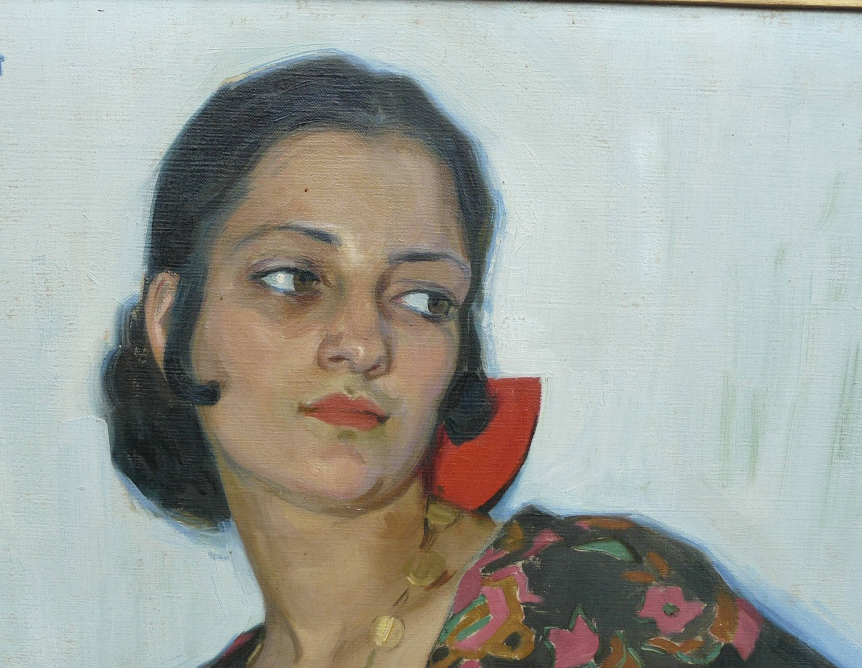 Portrait of a gypsy by Alice Rose Laure Binet - Art Deco painting