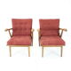 1960s pair of oak armchairs, czechoslovakia