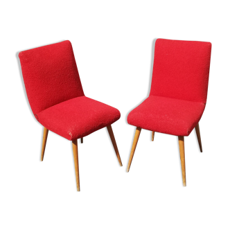 Pair of vintage chairs red fabric