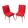 Pair of vintage chairs red fabric