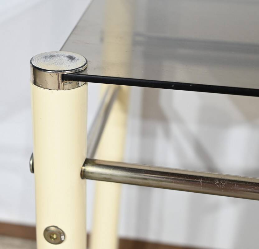 Tables Gigognes en Métal Beige, attribuées à Yves Boutboul – 1970