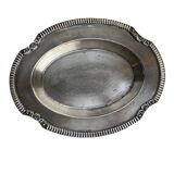 Oval metal silver-plated tray with hallmarks from the early 20th century.
