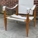 Vintage safari chair 1960s Denmark with canvas minimalist design