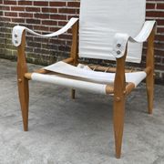 Fauteuil safari vintage 1960 Danemark avec toile design minimaliste