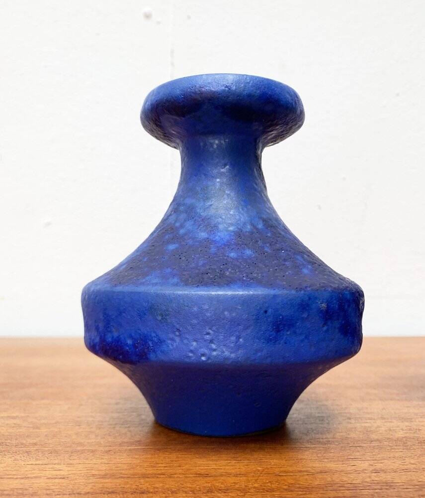 Vases minimalistes allemands bleu cobalt du milieu du siècle de Hartwig Heyne Pottery, années 1960, ensemble de 3