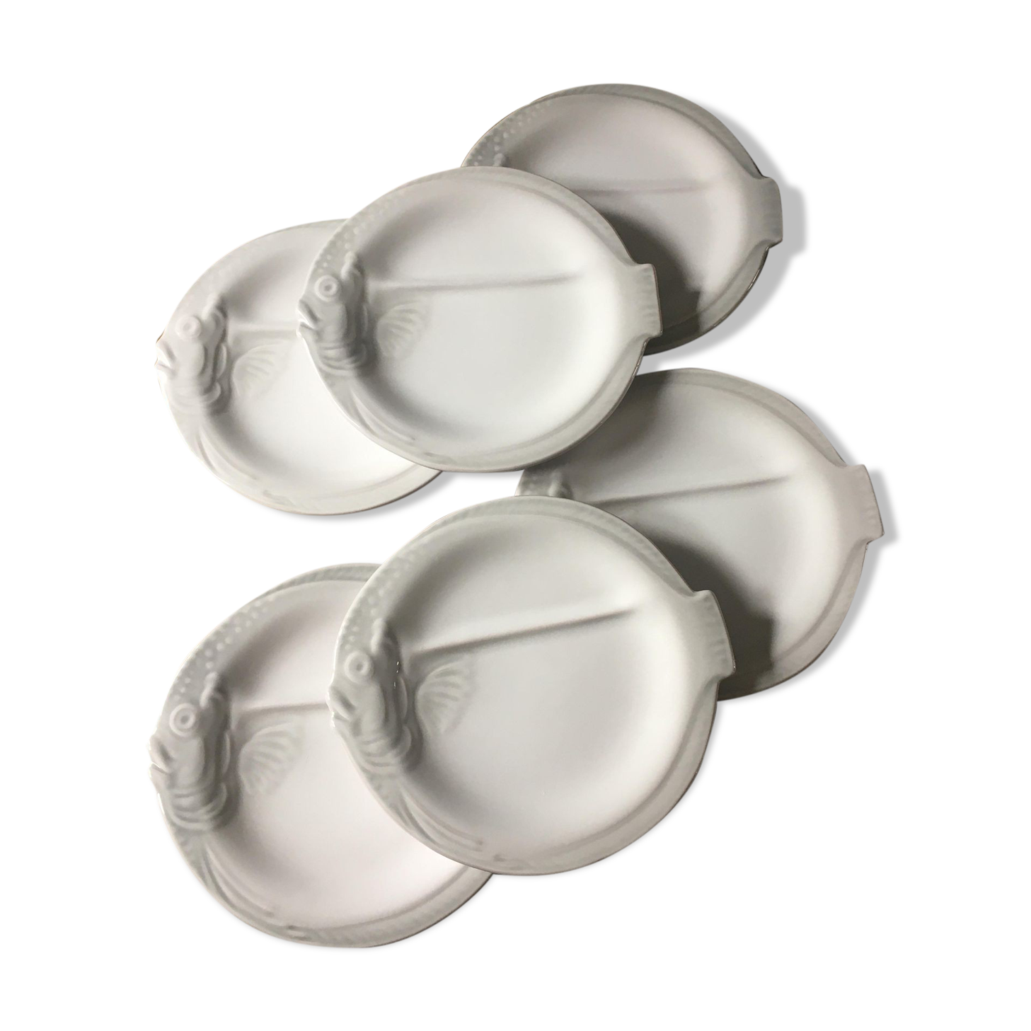 6 vintage fish plates