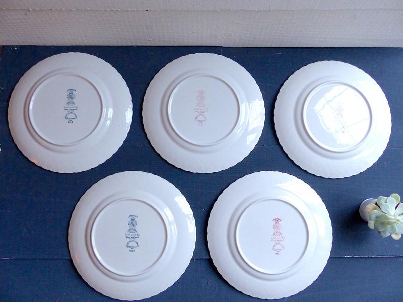 Lot of 5 flat plates stamped Luneville