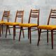 Suite of 4 Czech chairs wood and fabric Yellow "Univerzal" late 60