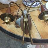 Scandinavian style sconces in gold metal and Wenge wood circa 1960