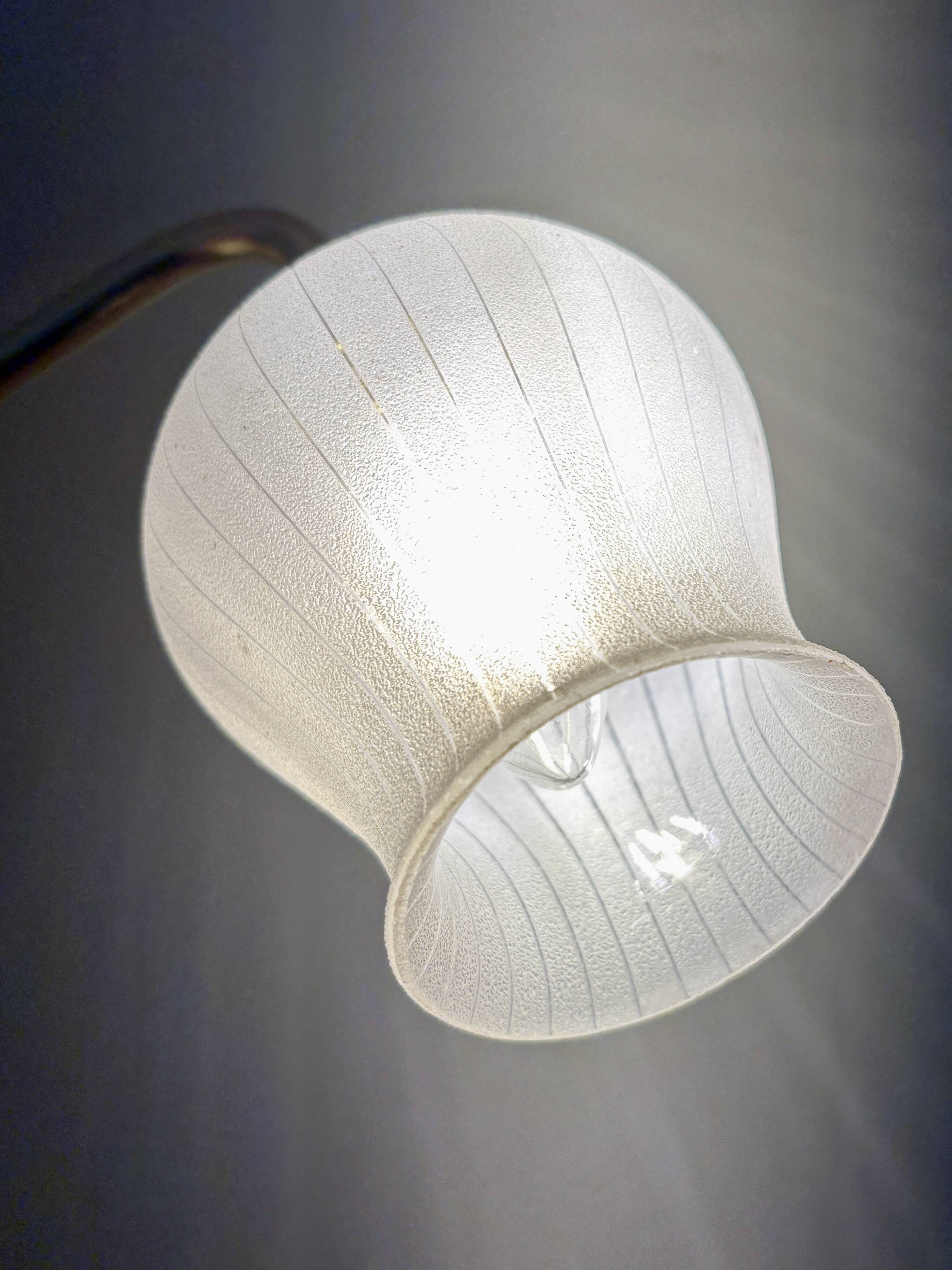 Vintage tulip angled wall light in white granite glass