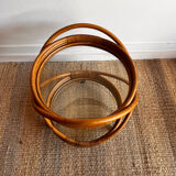 Chariot à dessert en rotin et bambou style Mid Century