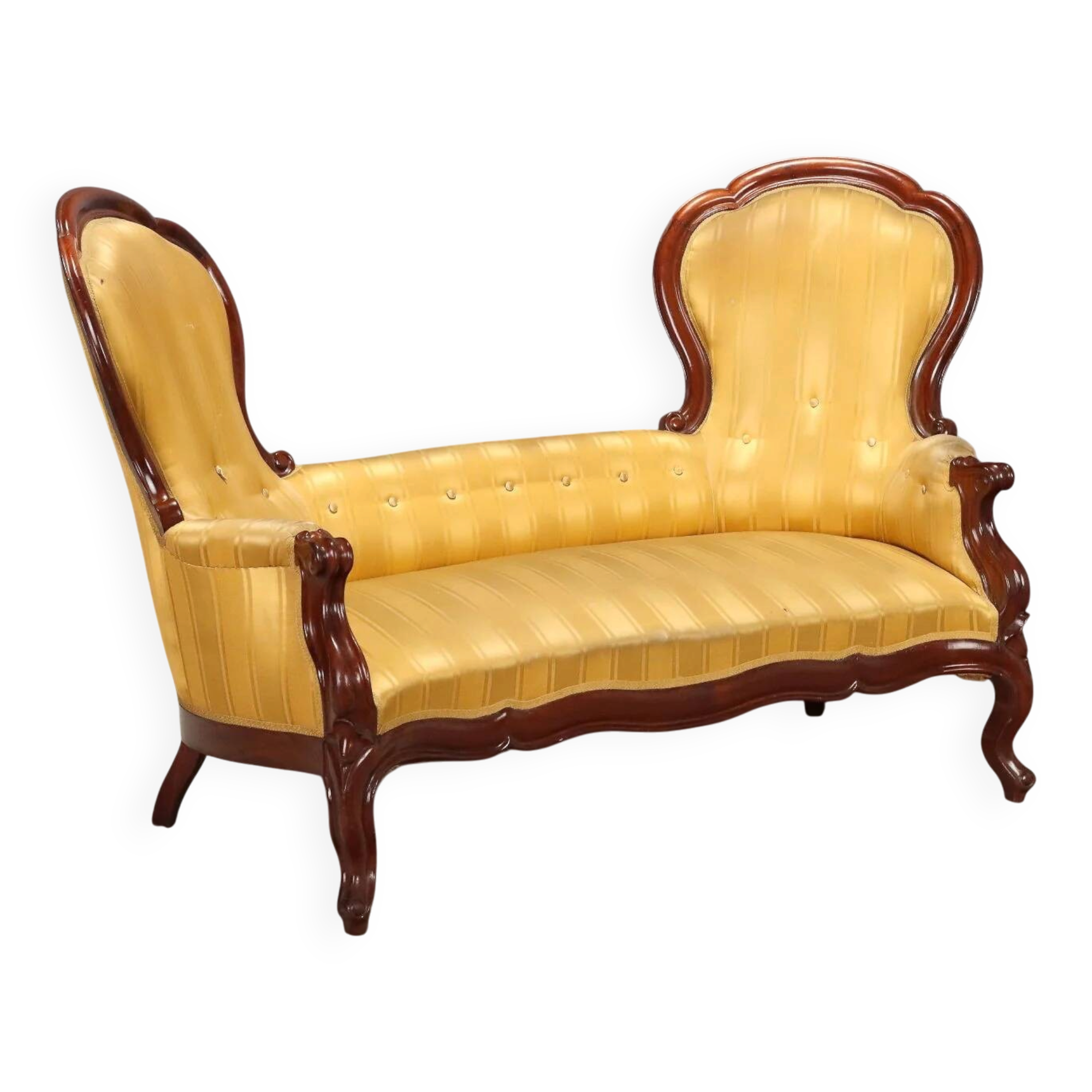 Antique mahogany canapé with fabric, Italy, mid-19th century.