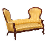 Antique mahogany canapé with fabric, Italy, mid-19th century.