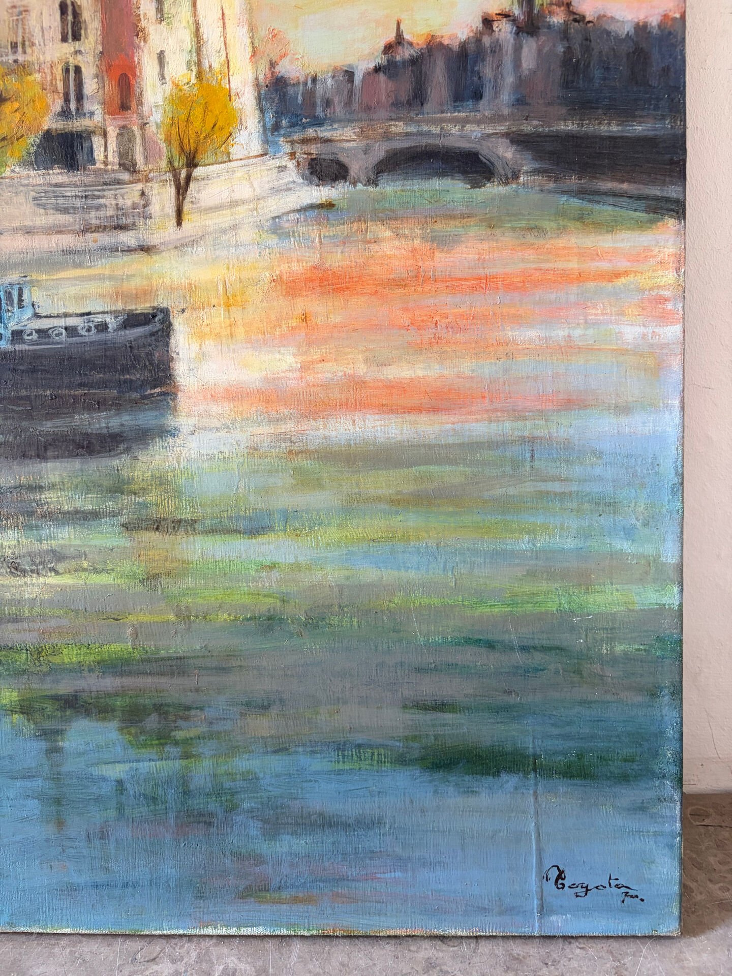 La Seine à Paris, huile sur toile signé 1970