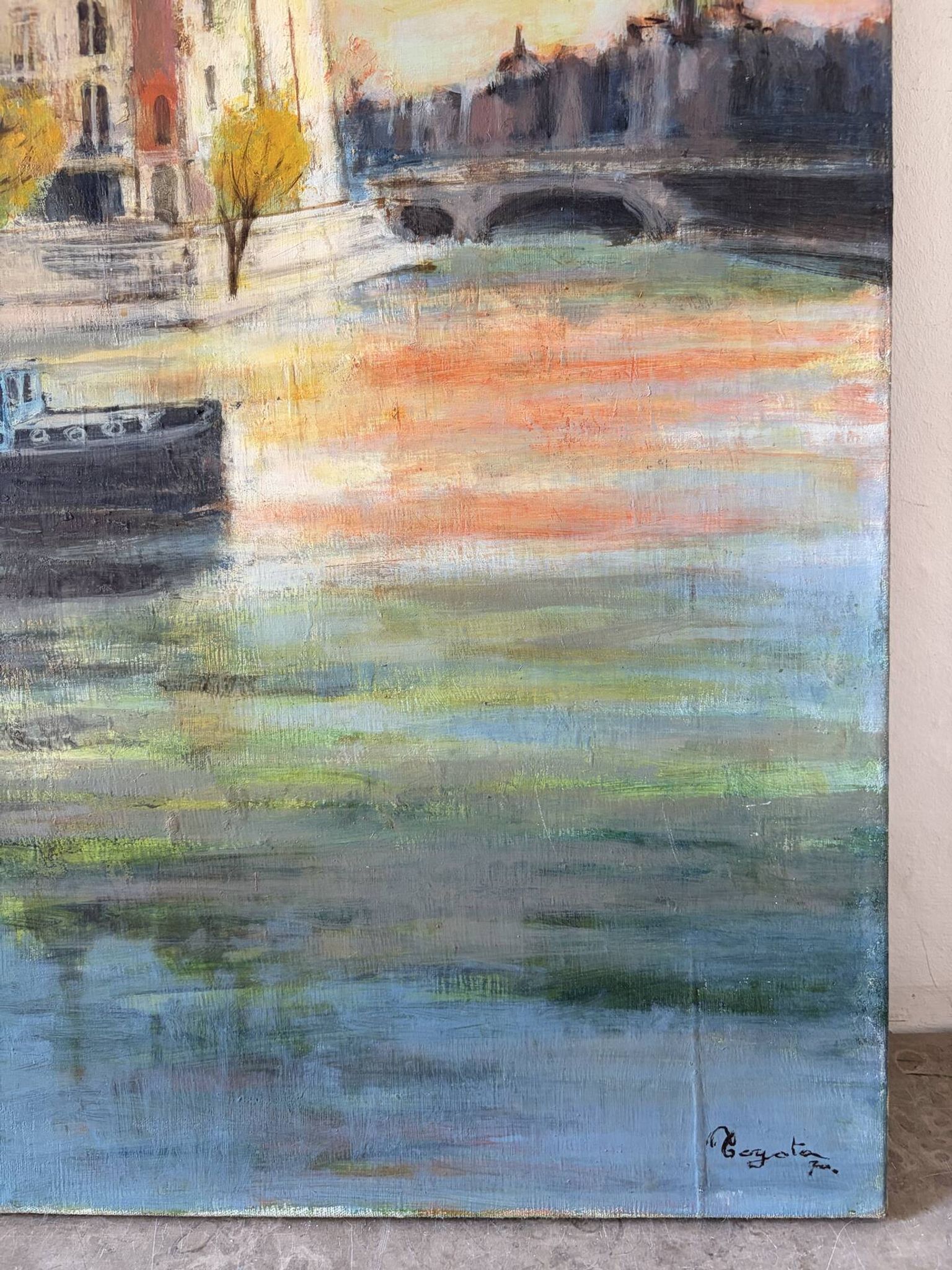 La Seine à Paris, huile sur toile signé 1970