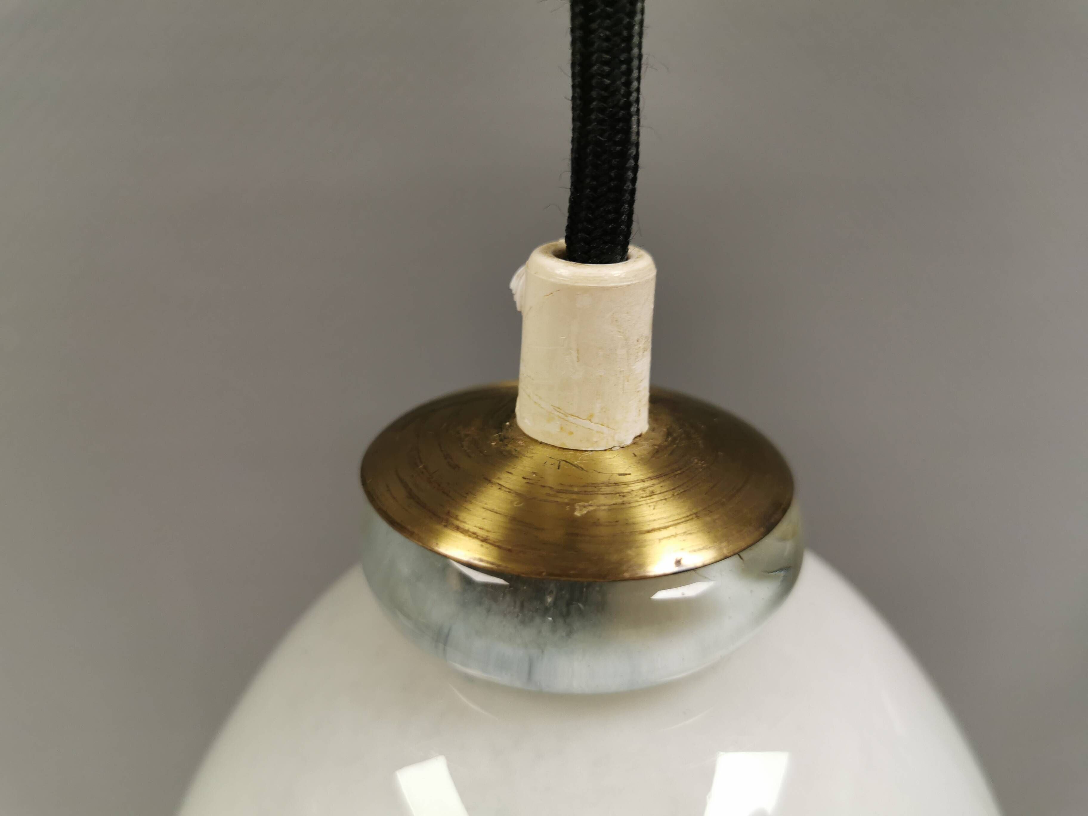 Pendant lamp in multicolored glass. Probably Danish or Swedish from 1970s